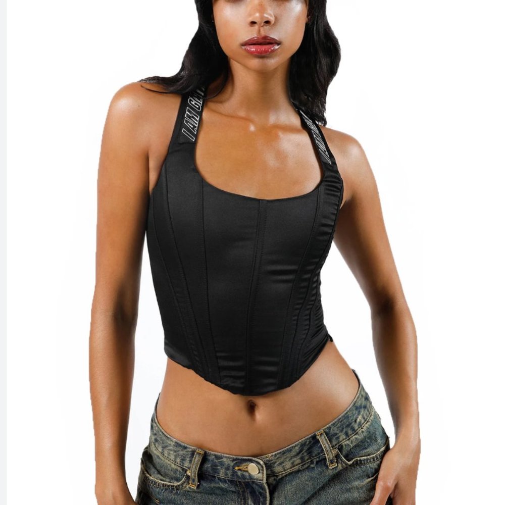 I.AM.GIA SIOBHAN Satin Corset BLACK - S / BLACK NWT